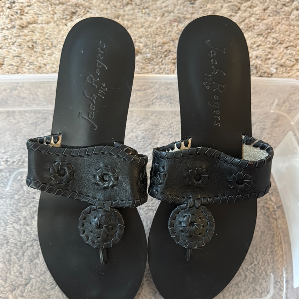 Jack Rogers Black Sandals Classic Thong Style
